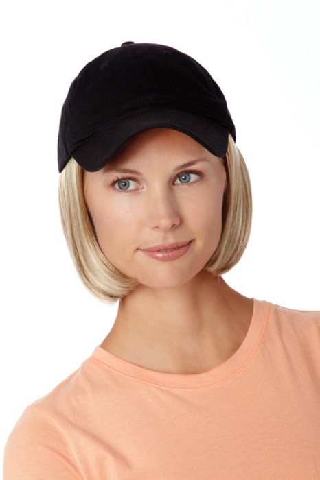 Black hats with classic hair wigs available at The Wig Lady in Berks County PA